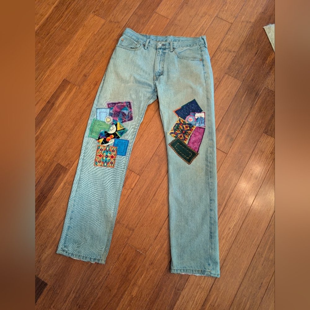 505 Levi's Hand Embroidered Patchwork Jeans Owned By Famous Detroit Bassist